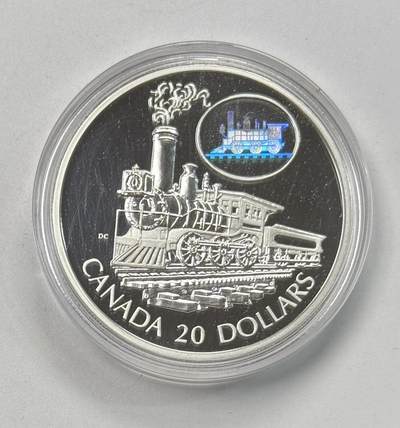 S&S Numismatic世界钱币-拍卖 第118期  - 加拿大2001年 陆路、海路和铁路运输 20加元精制纪念银币 盒证齐全，品相如图 31.1克925银