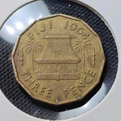 KK钱币收藏小铺  第386期  2月预留时间 周末发货 -  斐济3便士铜币