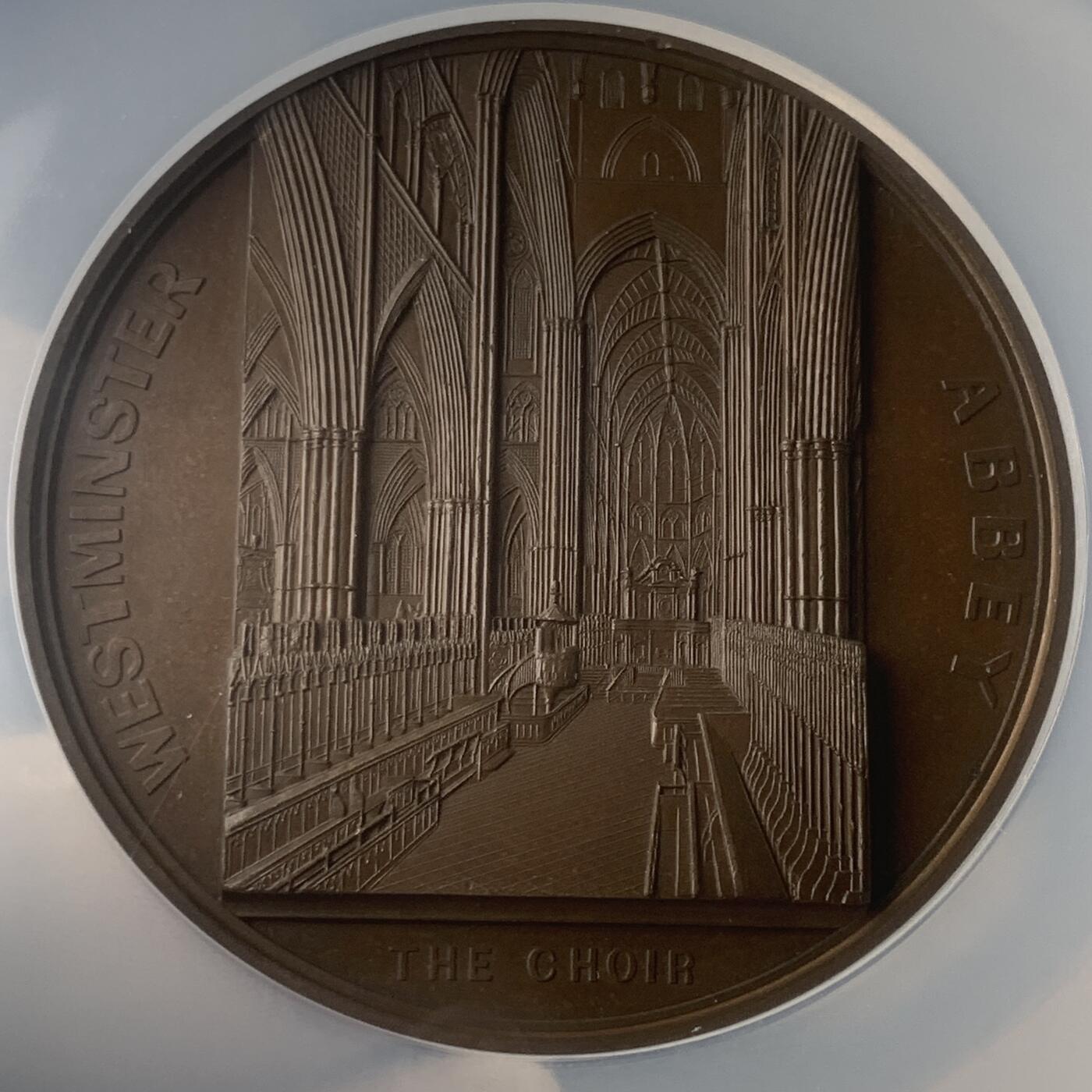 掌中浮雕-藏着的欧洲第048场 NGC MS63 ：英国威斯敏斯特教堂铜章，60mm