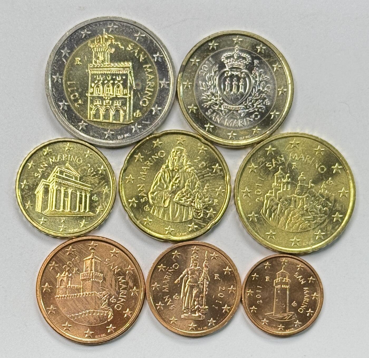 S&S Numismatic世界钱币-拍卖 第117期  圣马力诺2011年 第2版地图 8枚欧元套币 含2枚双色高值币