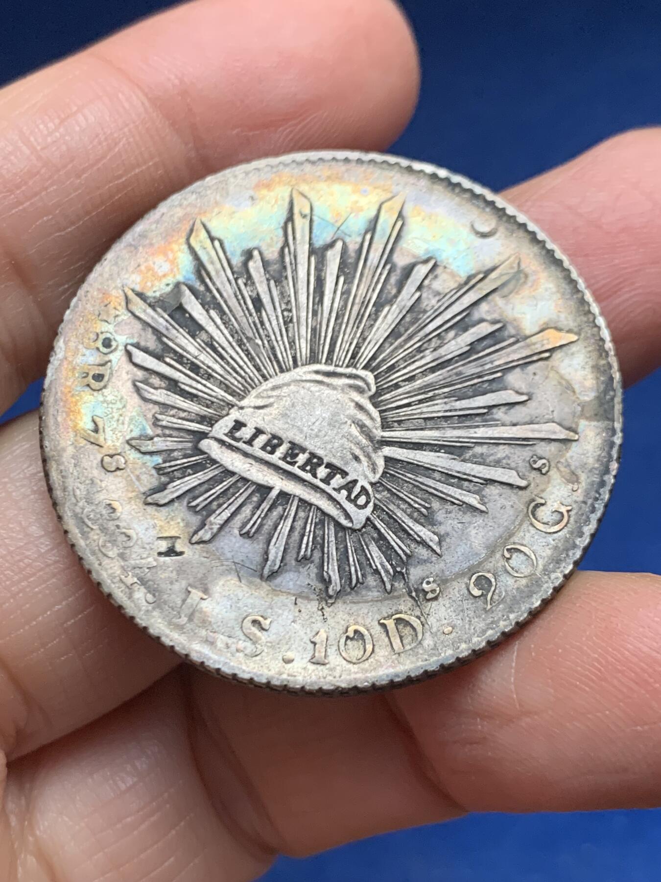 《竞宝斋》第455场 周日，周一 2场连拍 （全场包邮，欢迎送拍） 墨西哥 1884ZS IS 鹰洋8r银币五彩