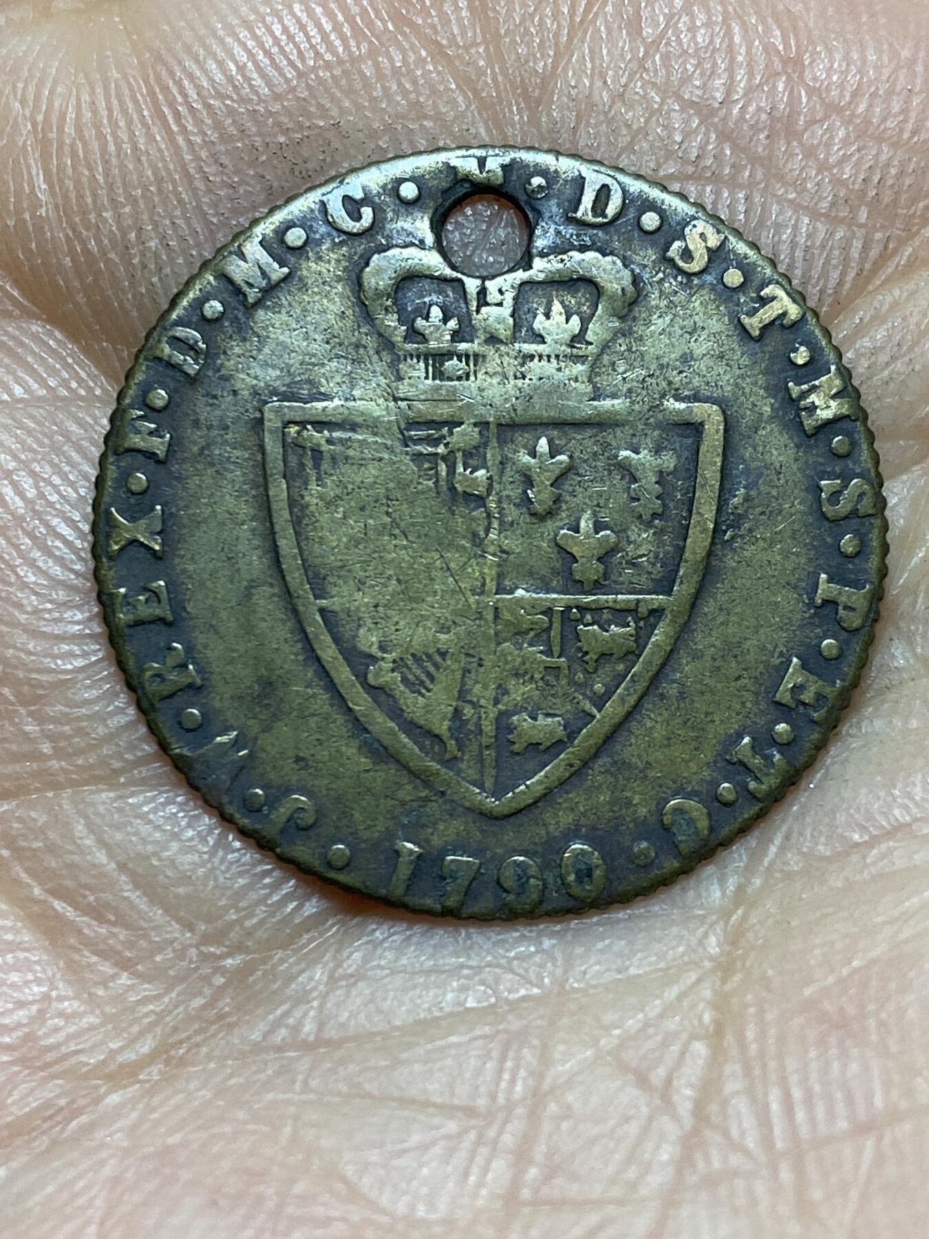 2026年第四场(总第一百七十三场）外国好品散币场(免佣金) 稀少打孔–英国🇬🇧乔治三世1790年几尼型代币(原铸品)