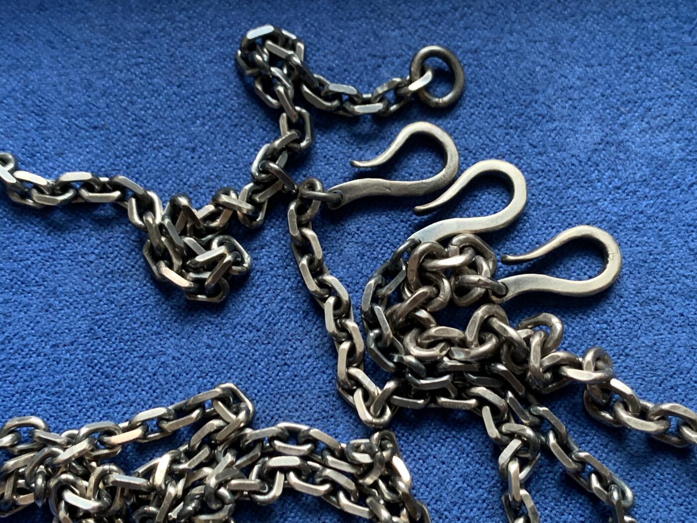 《竞宝斋》第455场 周日，周一 2场连拍 （全场包邮，欢迎送拍） 925银 发黑做旧银项链 3条 共69.9克