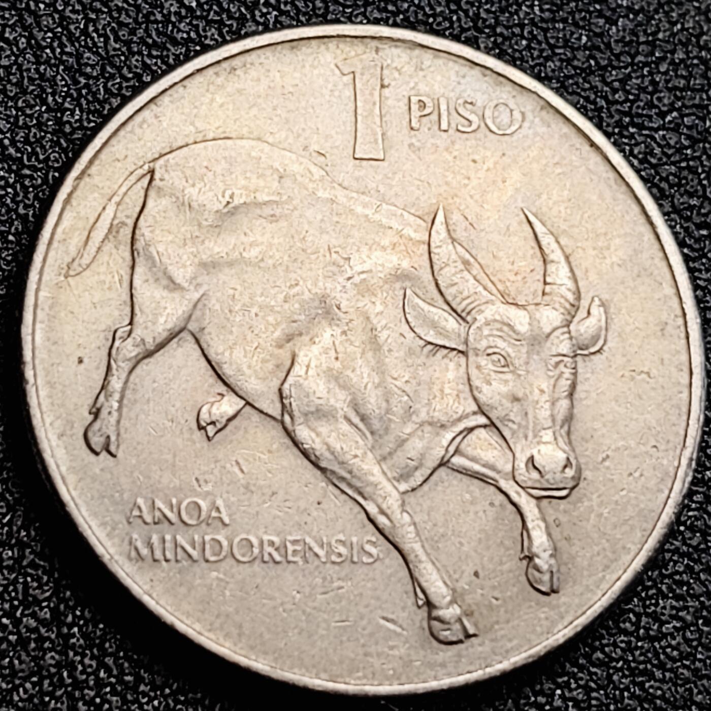 泉币菌-第164场-新年第七场 精品福利场 公牛 菲律宾1比索硬币 直径29MM 1985年