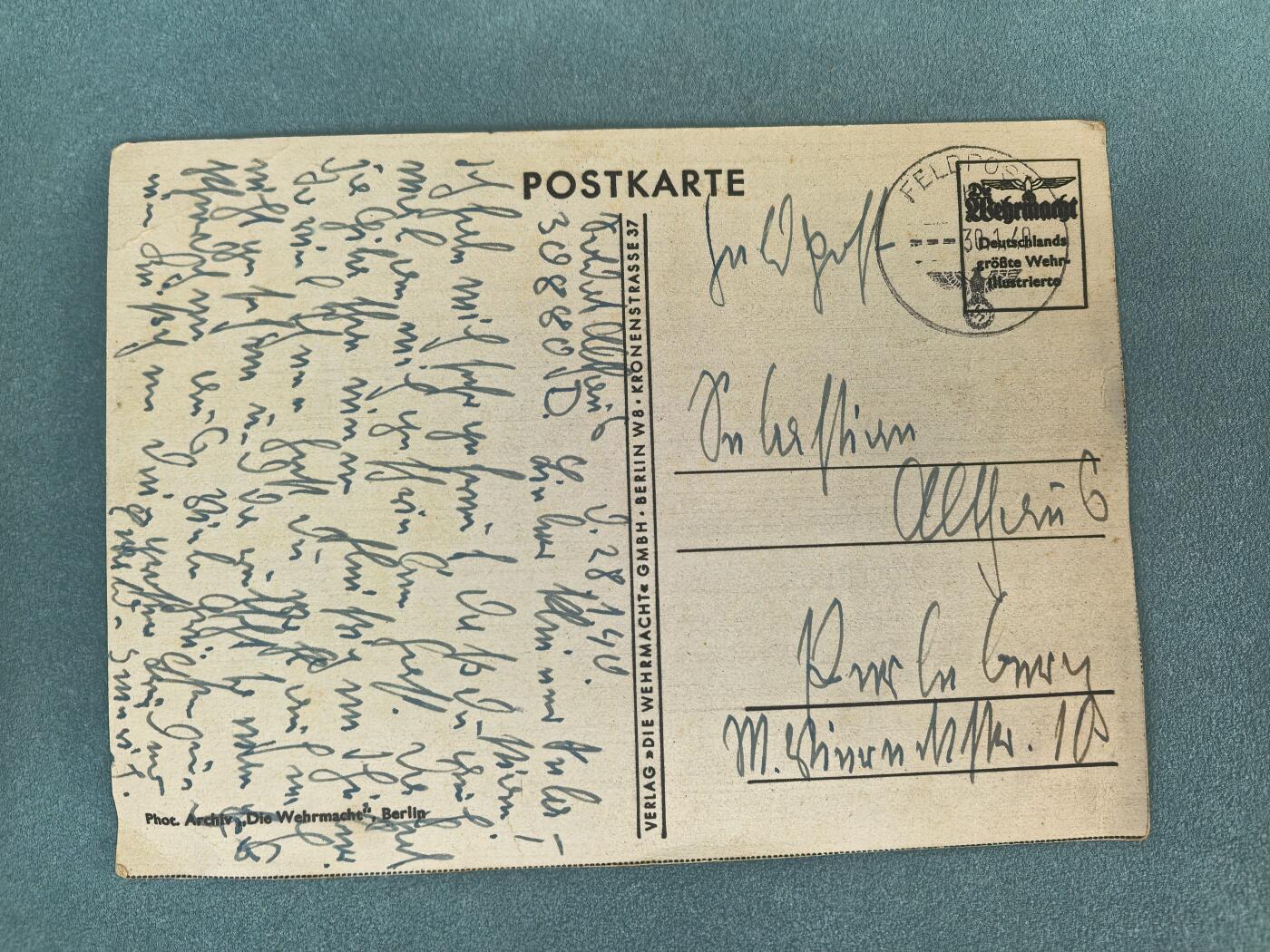 盛世勋华——号角文化勋章邮票专场拍卖第297期 德国（1939）1941年战地实寄明信片 骑兵进入壕沟进行掩护 盖战地邮局邮戳