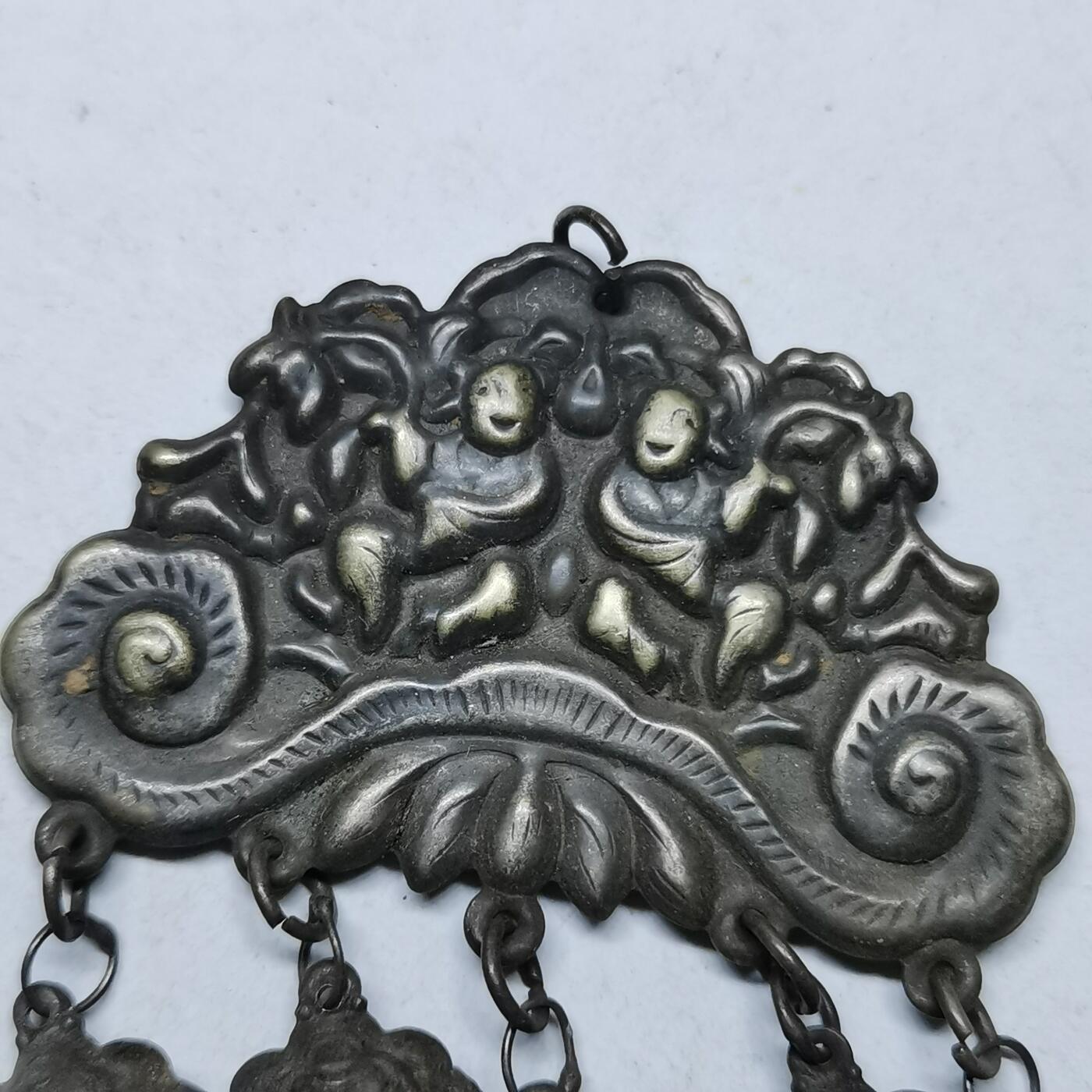 杂件专场93期 清代老银二仙吊坠