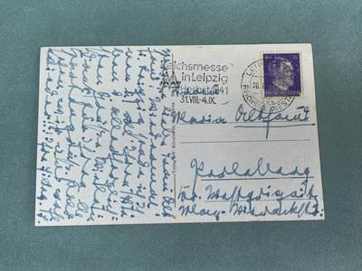 盛世勋华——号角文化勋章邮票专场拍卖第298期 - 德国（1939）1942年实寄明信片 贴小胡子邮票 莱比锡市场