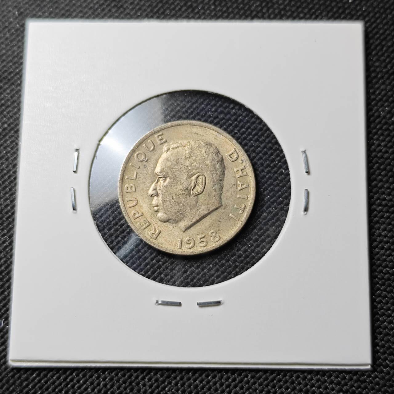 KK钱币收藏小铺  第387期  2月预留时间 周末发货  1958海地5分