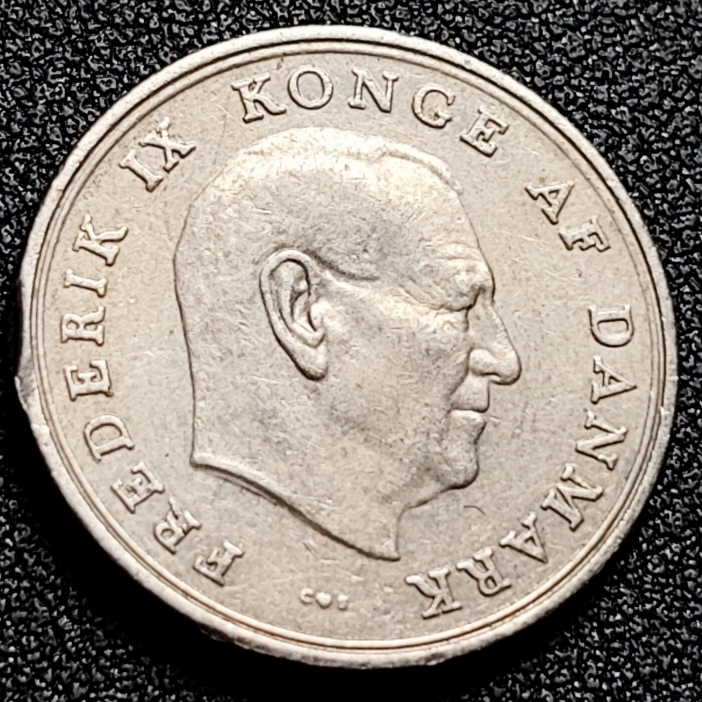 泉币菌-第165场-新年第八场 精品福利场 丹麦1963年1克朗 皇冠 弗雷德里克九世国王 25.5mm