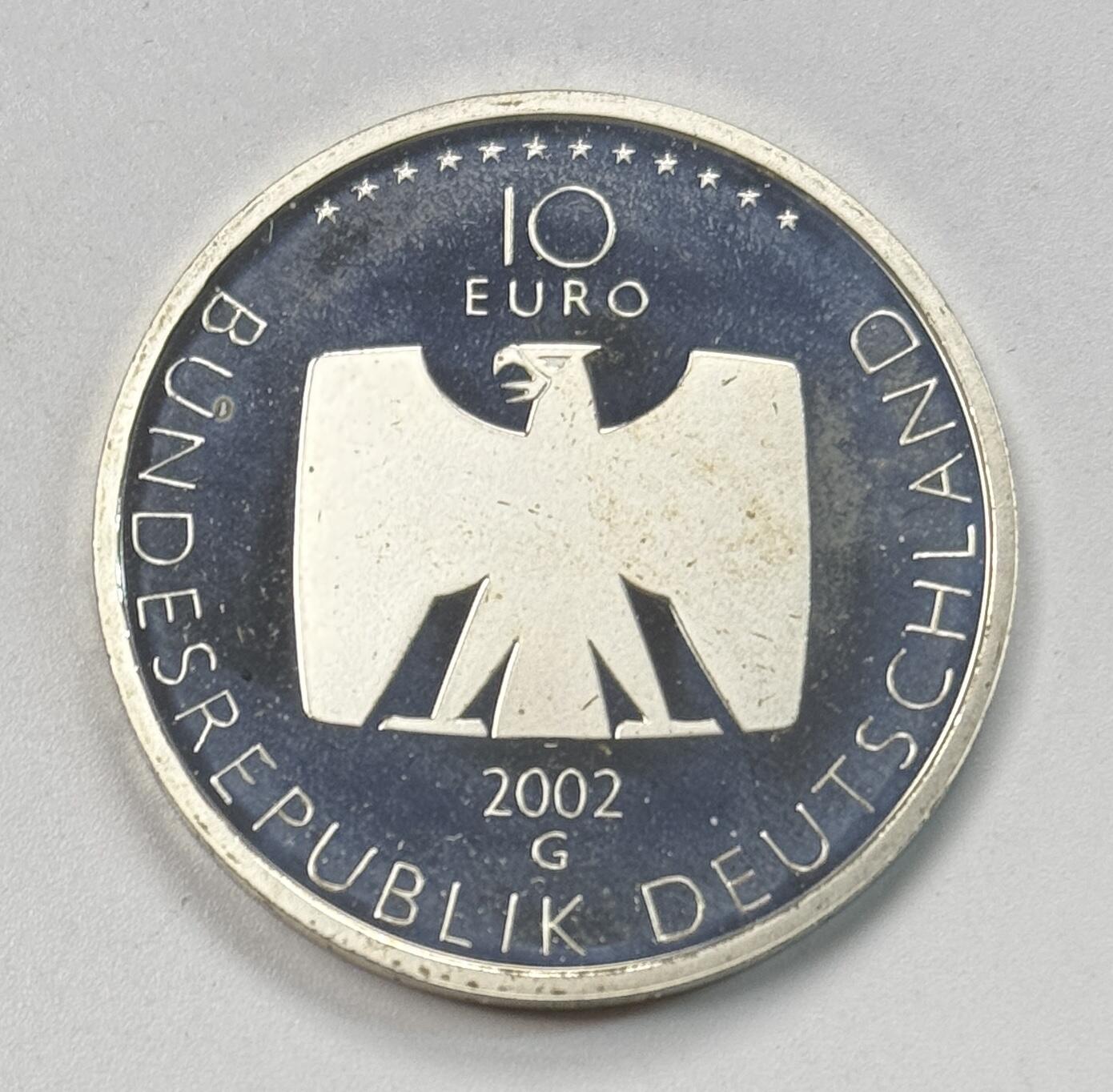 S&S Numismatic世界钱币-拍卖 第118期  德国2002年 德国电视台50周年 10欧元精制纪念银币 18克925银，品相如图