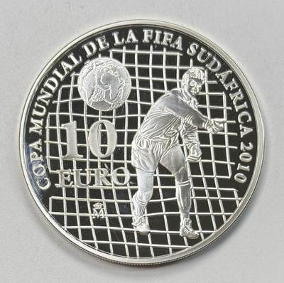 S&S Numismatic世界钱币-拍卖 第118期  - 西班牙2010年 南非足球世界杯 10欧元精制纪念银币 27克925银，品相如图 