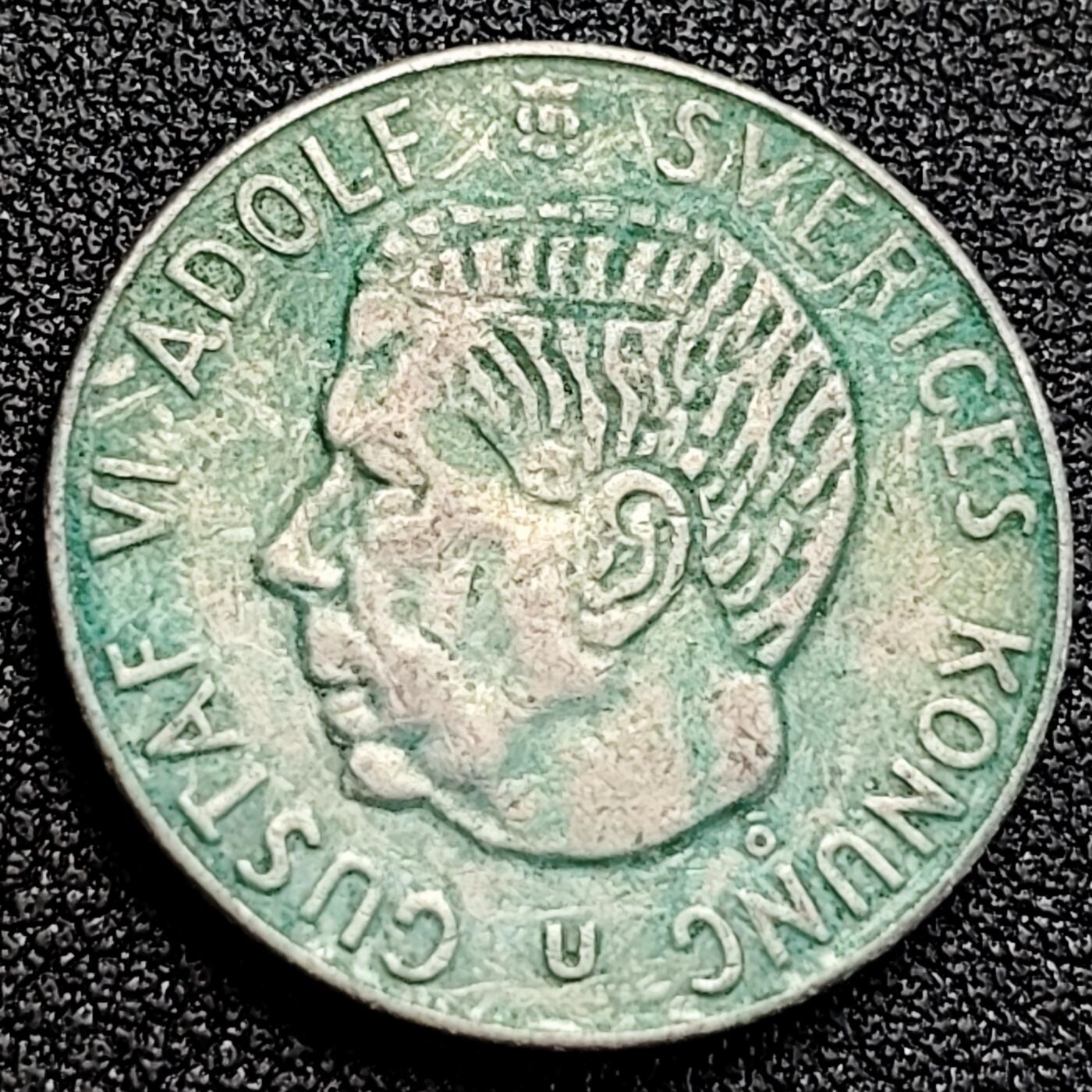 泉币菌-第164场-新年第七场 精品福利场 瑞典1克朗铜镍币,古斯塔夫六世25mm