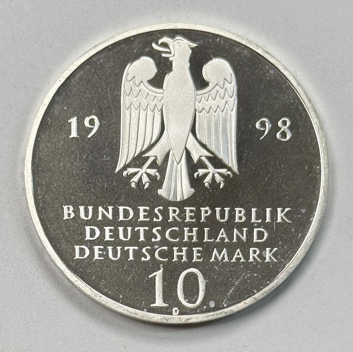 S&S Numismatic世界钱币-拍卖 第118期  德国1998年 弗兰克基金会成立300周年 10马克精制纪念银币 15.5克925银，品相如图