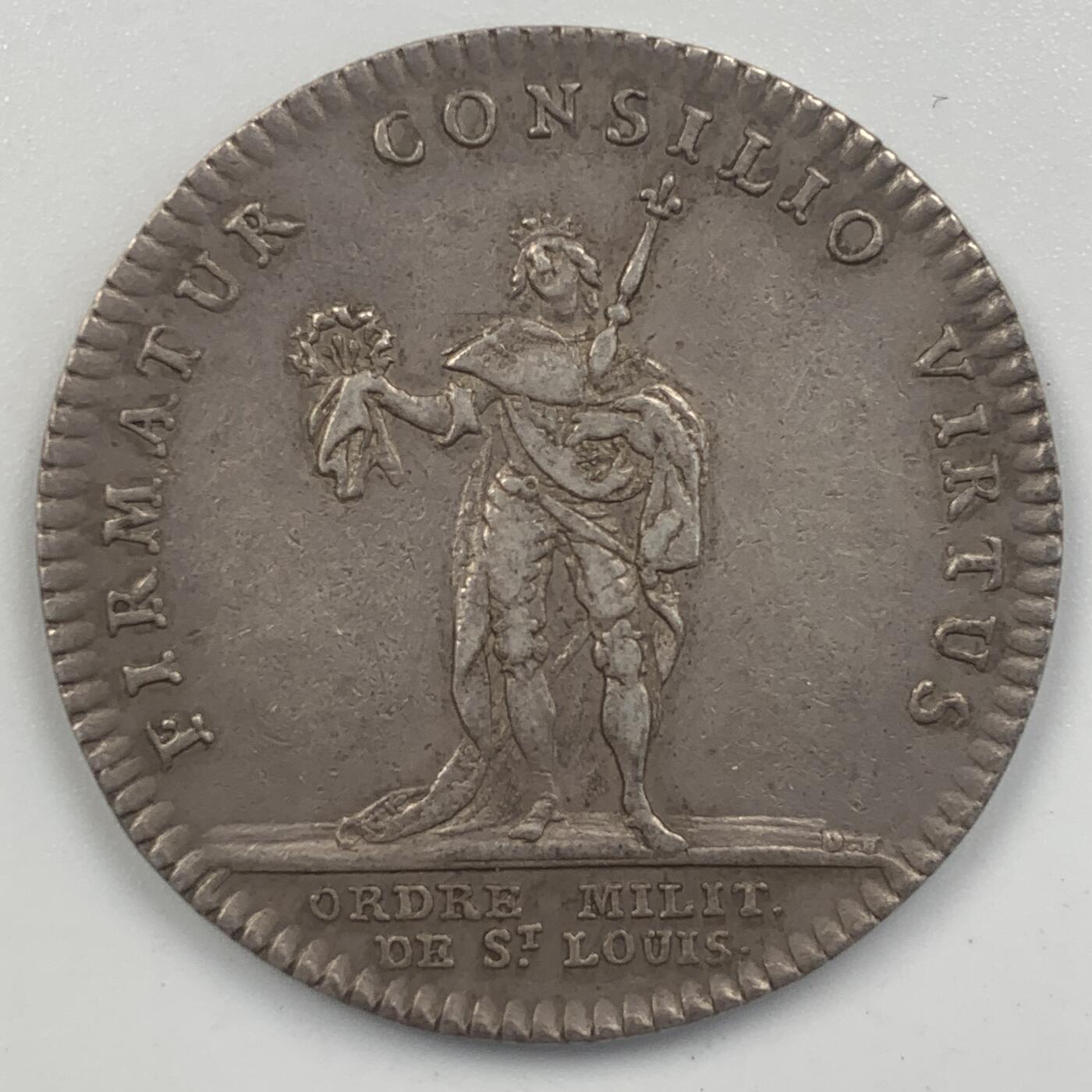掌中浮雕-藏着的欧洲第048场 法国路易十五银质代币，31mm，9.94g，背逆
