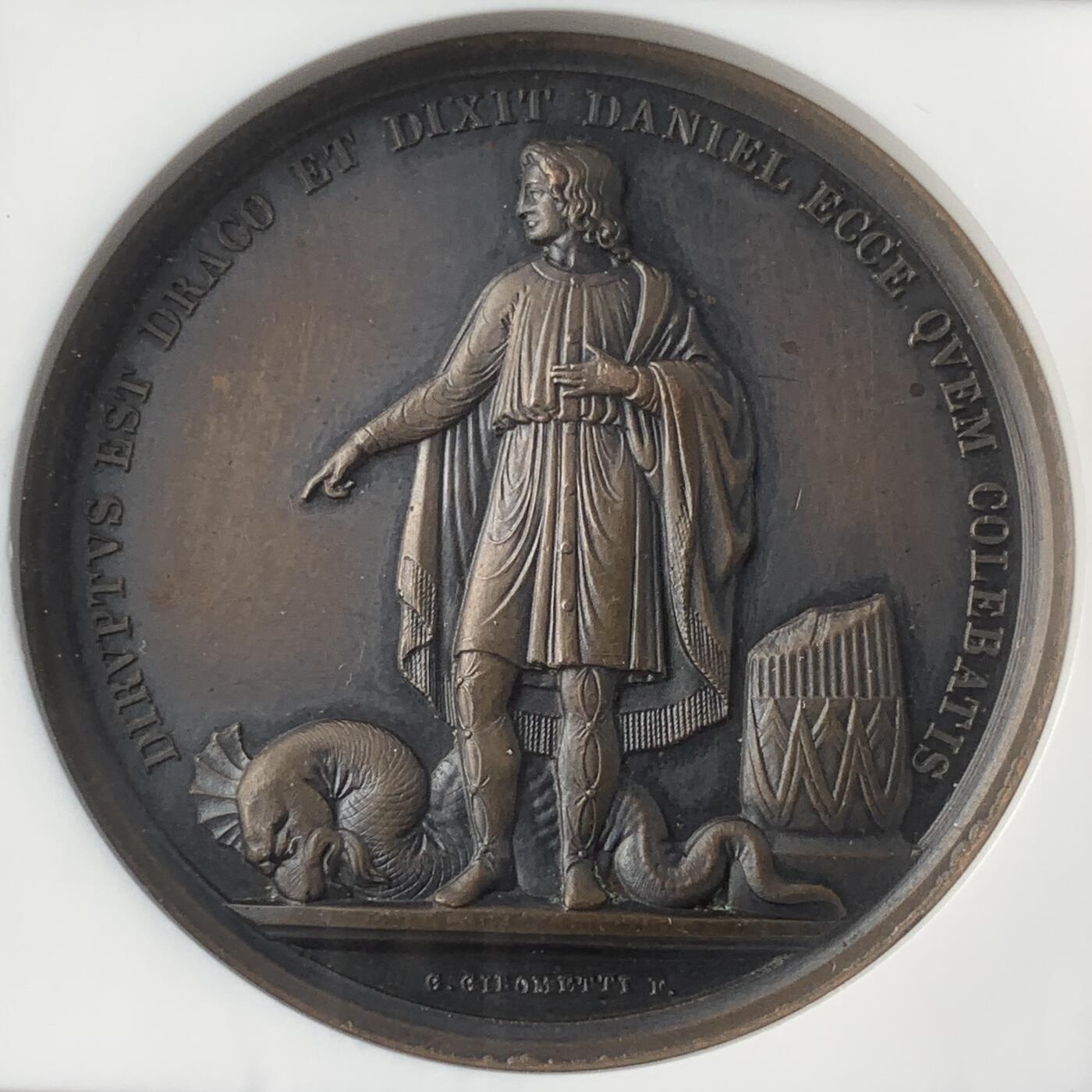 掌中浮雕-藏着的欧洲第048场 NGC AU58 : 梵蒂冈教皇庇护九世铜章，44mm