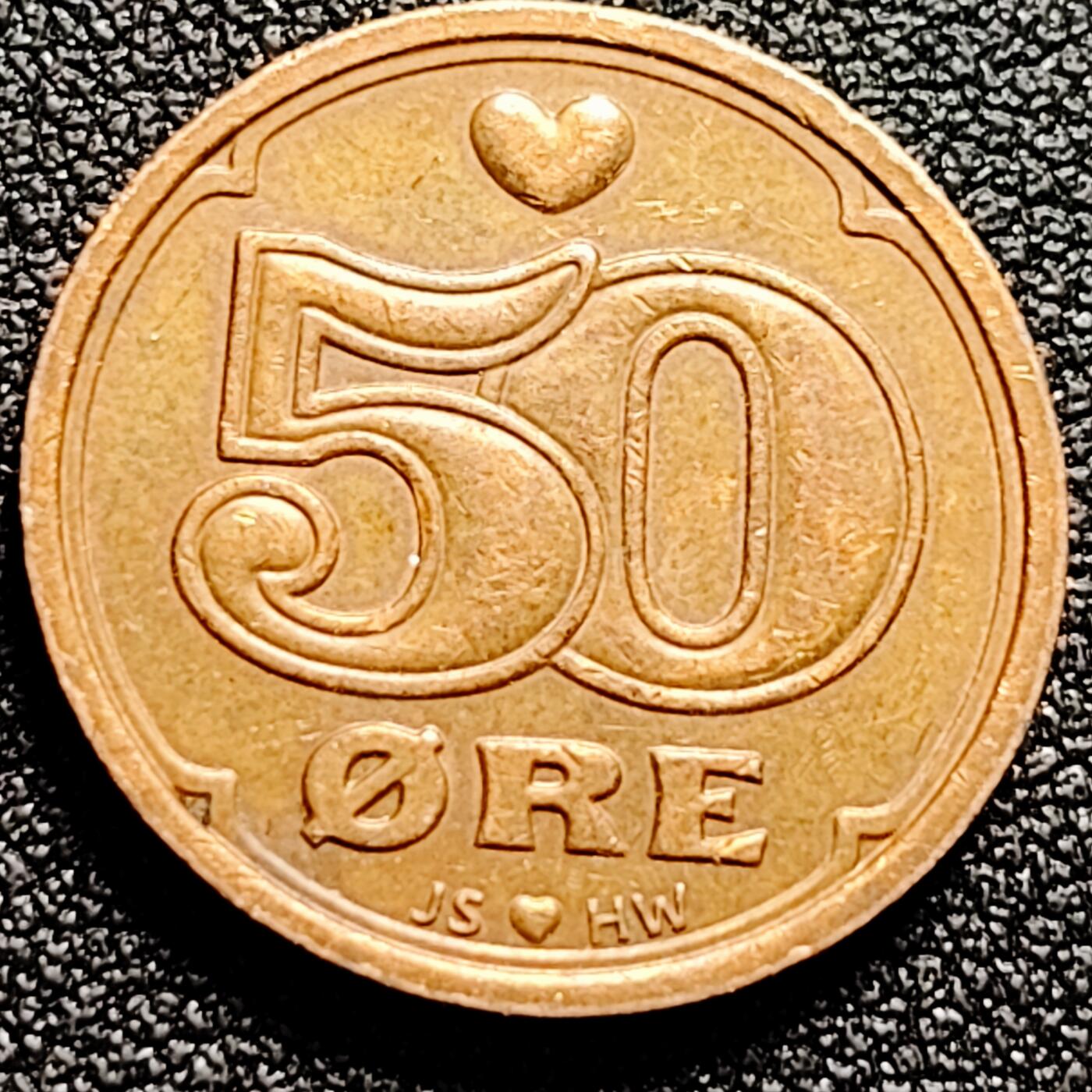 泉币菌-第165场-新年第八场 精品福利场 皇冠 丹麦2016年  50欧尔铜币  直径22mm 