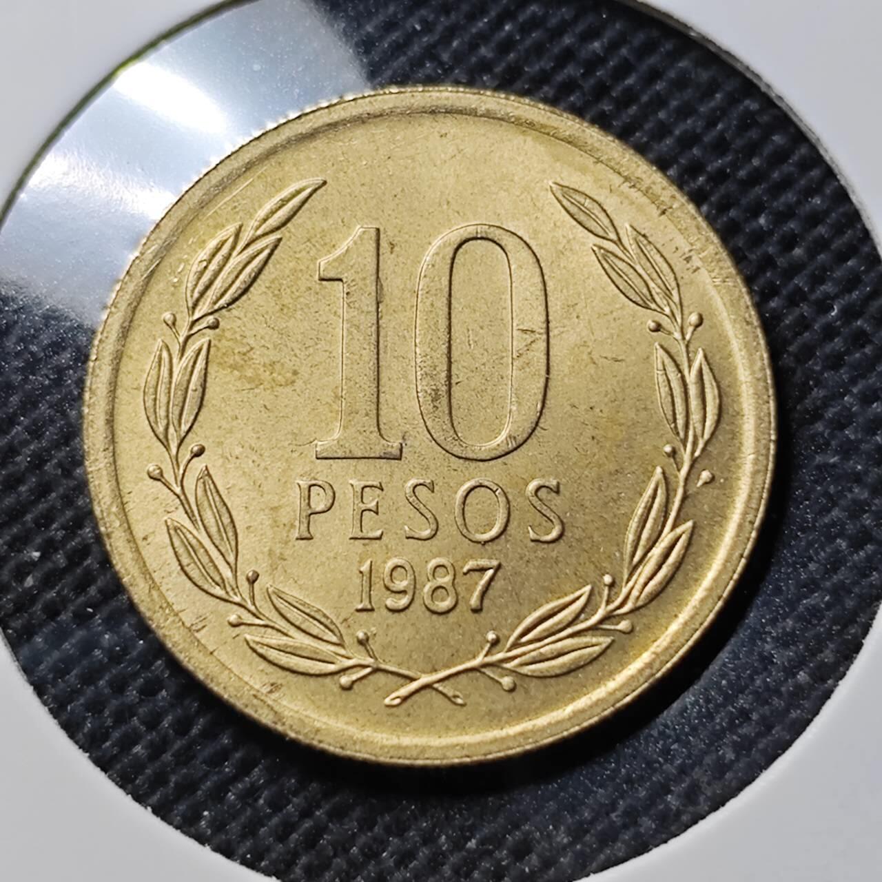 KK钱币收藏小铺  第387期  2月预留时间 周末发货 1987智利10比索 好品