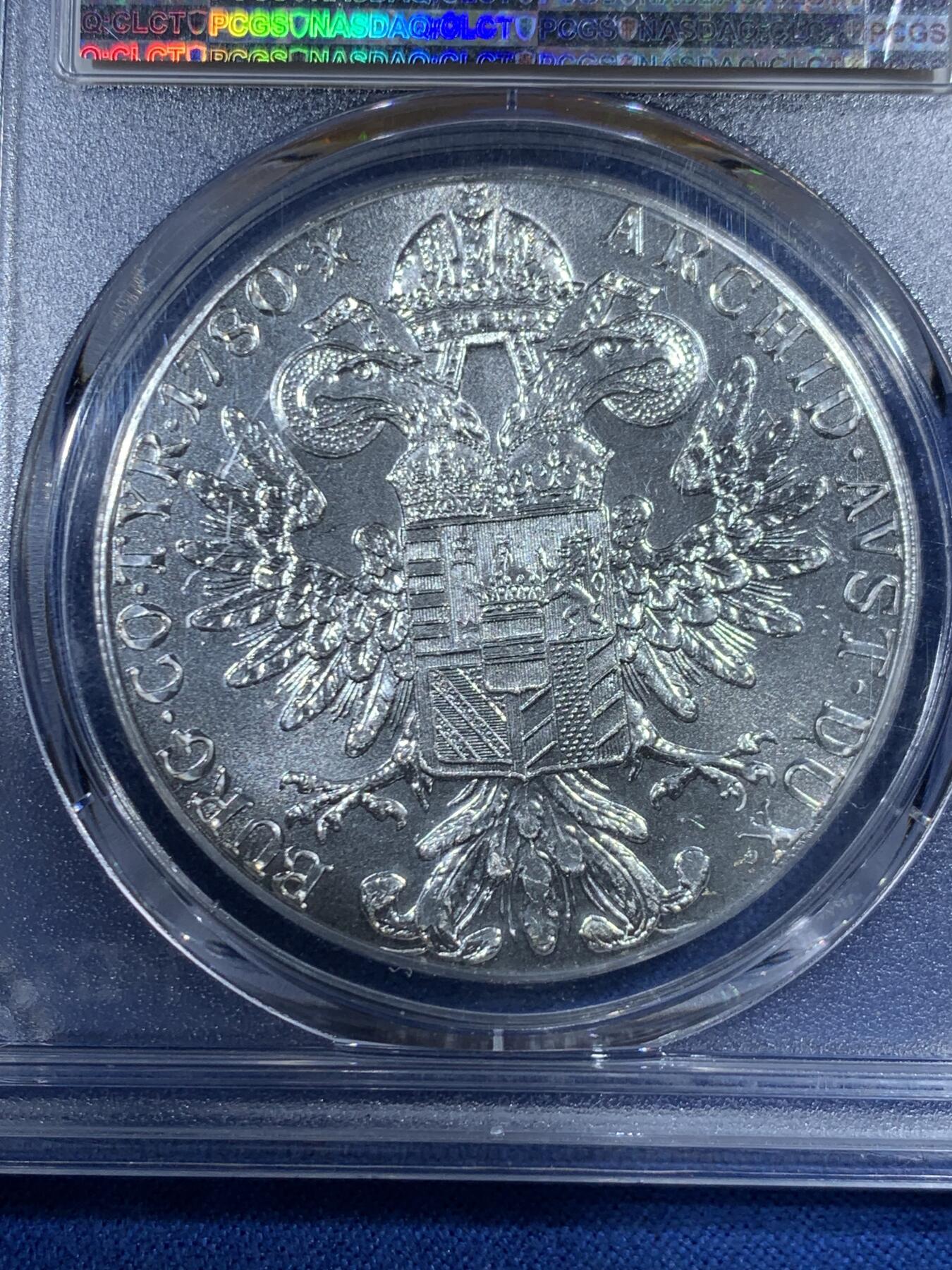 《竞宝斋》第455场 周日，周一 2场连拍 （全场包邮，欢迎送拍） PCGS MS63 奥匈帝国1780年大奶妈银币 后铸版