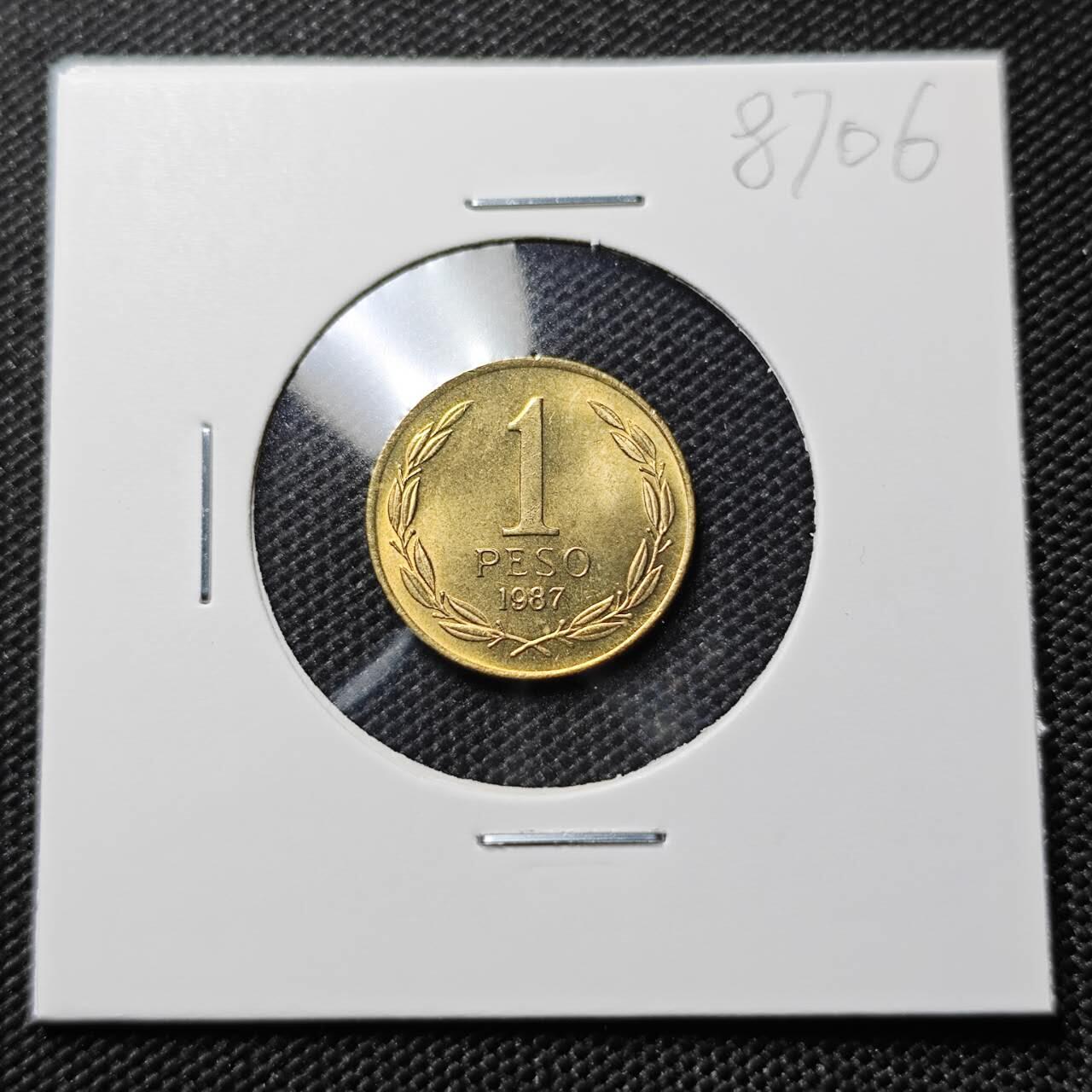 KK钱币收藏小铺  第387期  2月预留时间 周末发货  1987智利1比索 好品