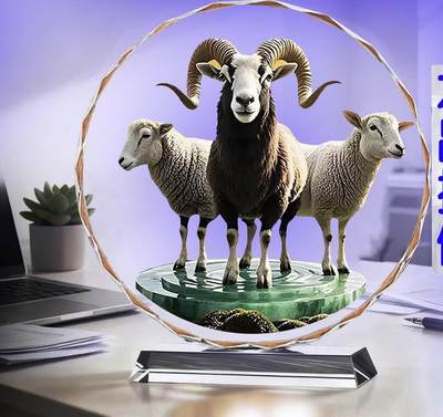 同乐收藏拍卖 - 三阳开泰水晶摆件风水客厅办公室橱柜装饰乔迁开业礼物摆台工艺品