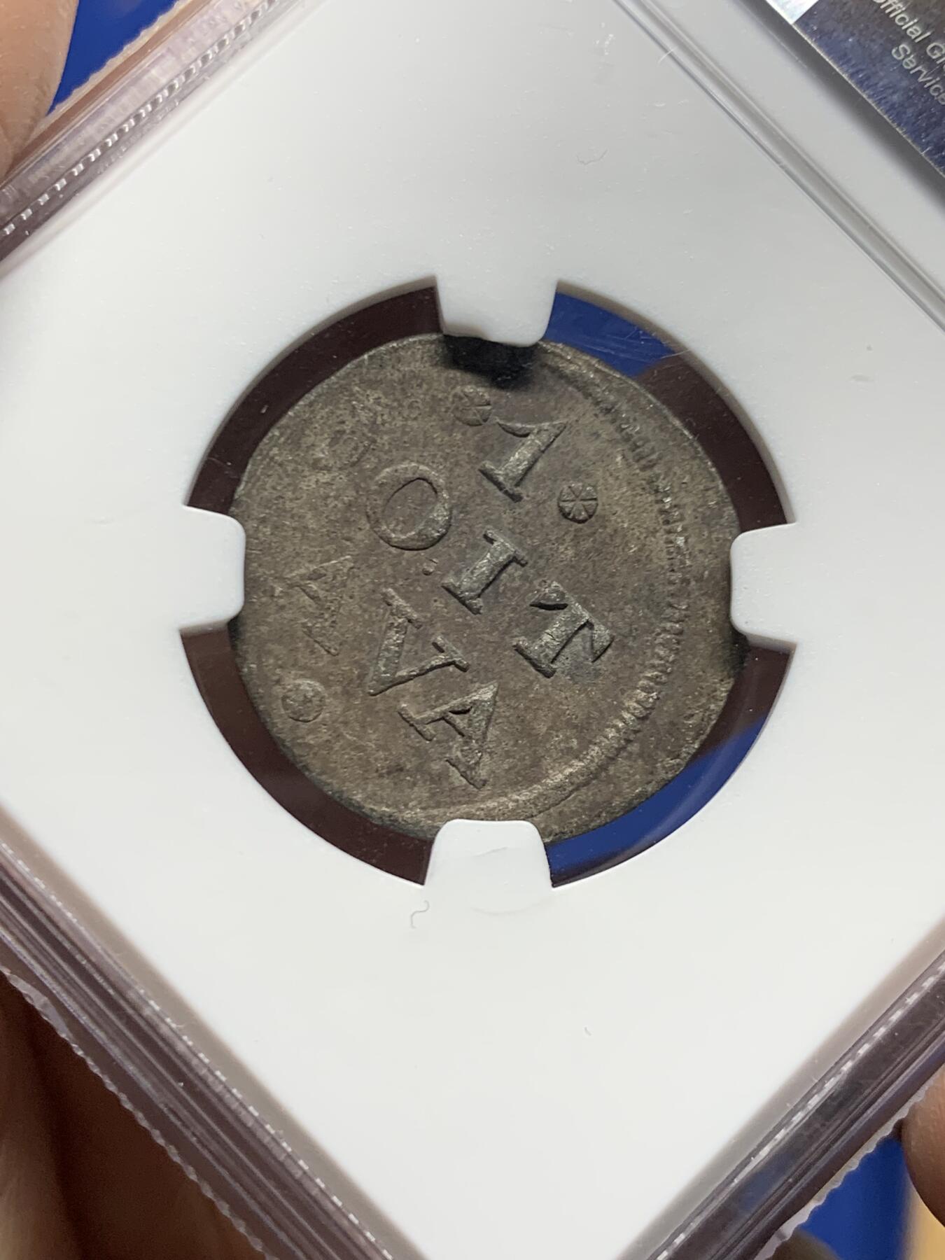 《竞宝斋》第455场 周日，周一 2场连拍 （全场包邮，欢迎送拍） NGC MS61 英属东印度公司爪哇岛1814年1DUIT