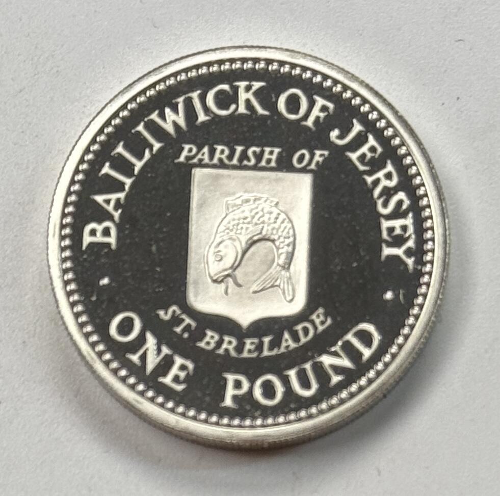 S&S Numismatic世界钱币-拍卖 第118期  英属泽西岛1984年 泽西岛行政区系列-圣布雷拉德 1英镑精制纪念银币 裸币 11.68克925银