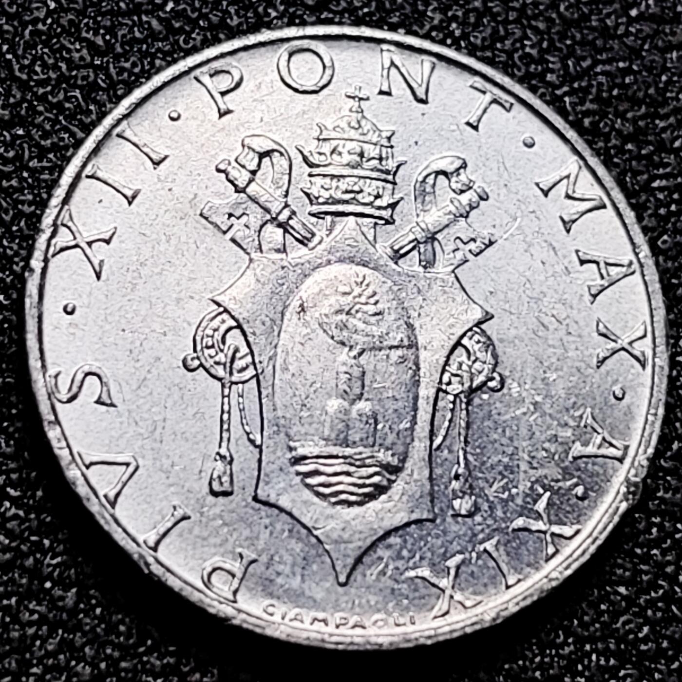 泉币菌-第164场-新年第七场 精品福利场 原光UNC 梵蒂冈1957年 2里拉铝制币 女神狮子 欧洲币 18.3mm