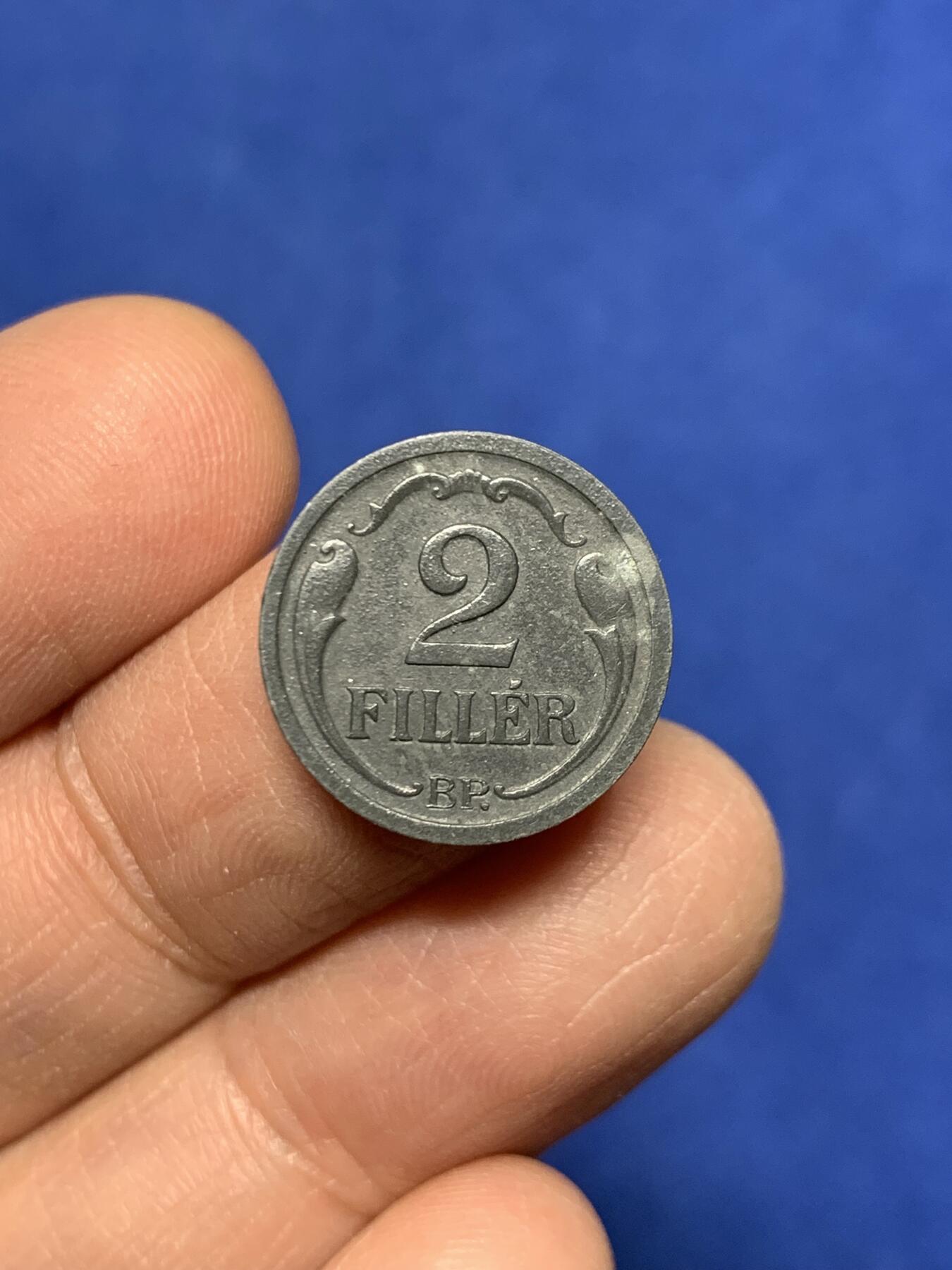 《竞宝斋》第455场 周日，周一 2场连拍 （全场包邮，欢迎送拍） 匈牙利 1942年2菲勒 锌币 + 1909年2赫勒 铜币