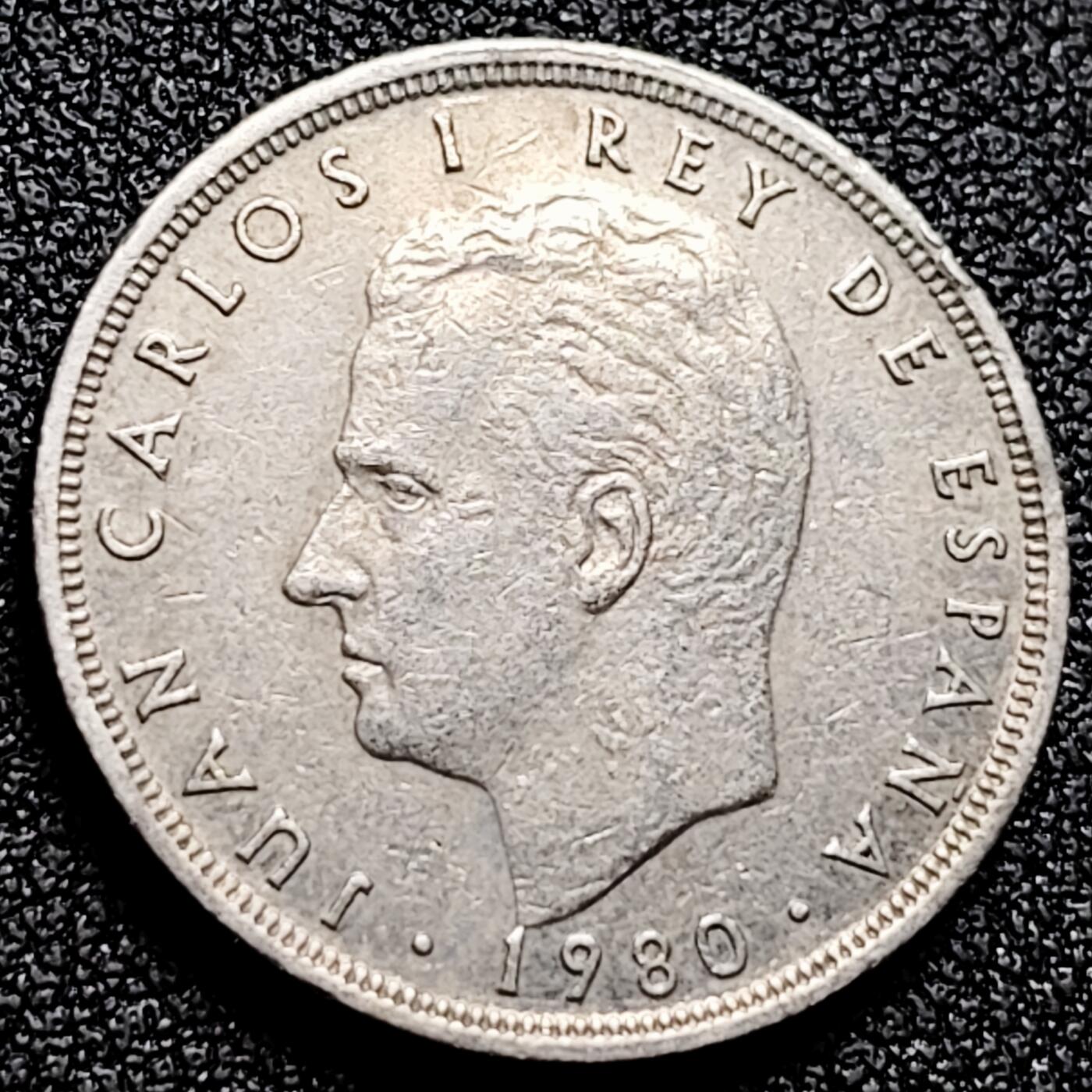 泉币菌-第165场-新年第八场 精品福利场 82足球纪念币 胡安一世 西班牙5比塞塔铜镍硬币 23.0毫米 5.5克