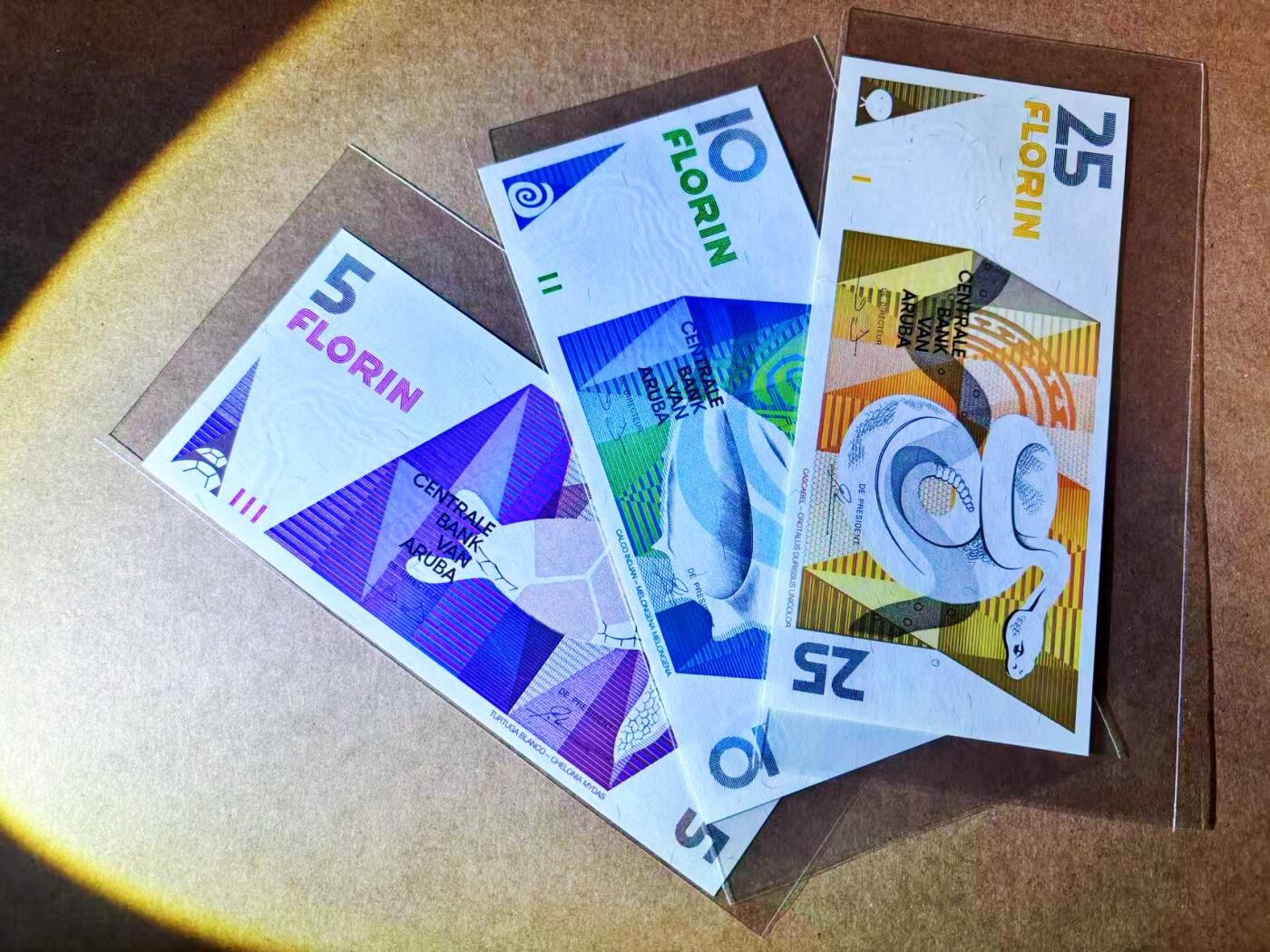 【Blue Auction】世界纸币精拍第772期——18级TOP拍卖/信誉/品质/专业/高效💫 【一组3张】阿鲁巴1990年5-10-25弗罗林 全新UNC