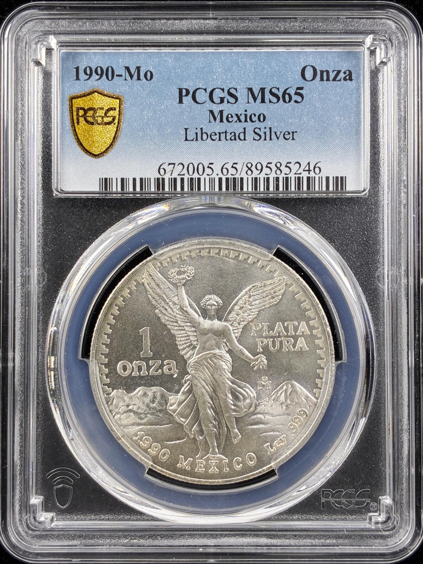 【雨安】【直播拍卖】【第0123期-评级币章】2026-01-10 周六 19:30 [评级现代] Mexico 墨西哥 投资银 自由女神 1盎司 1990年  PCGS-MS65