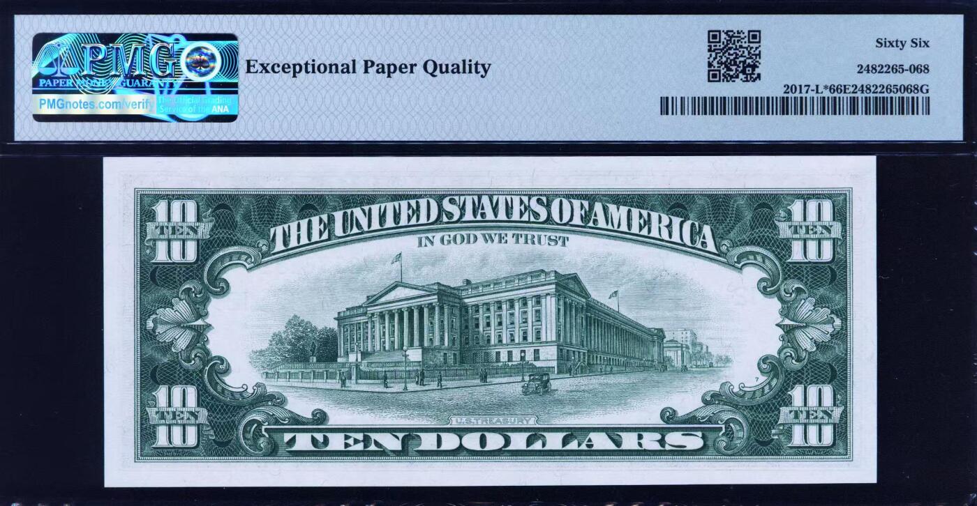【Blue Auction】世界纸币精拍第772期——18级TOP拍卖/信誉/品质/专业/高效💫 【补号无47】美国 1963A  10美金 PMG66EPQ 少见旧金山版 