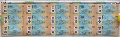 2026第1场（总第228期）：精品测试钞、外钞、塑料钞、连体钞综合场 - 十五连体/带边 斐济“独立50周年”50元塑料纪念钞UNC
