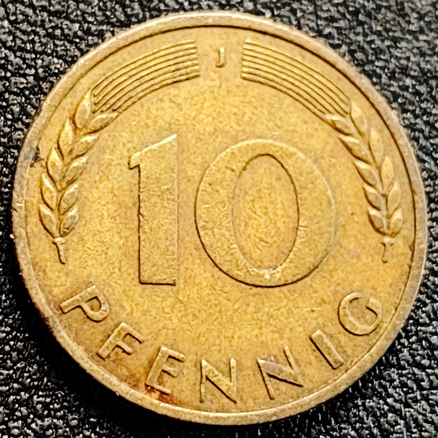 泉币菌-第164场-新年第七场 精品福利场 五叶橡树 1950年 德国10芬尼黄铜包钢硬币 21.5毫米4.0克