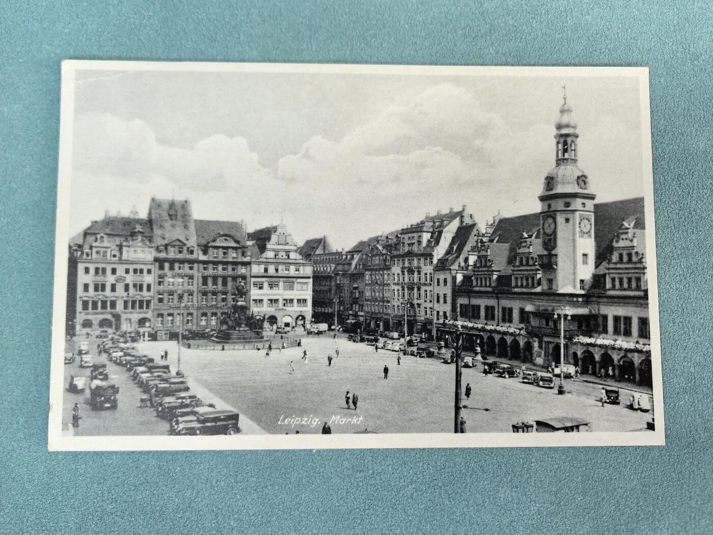 盛世勋华——号角文化勋章邮票专场拍卖第297期 德国（1939）1942年实寄明信片 贴小胡子邮票 莱比锡市场