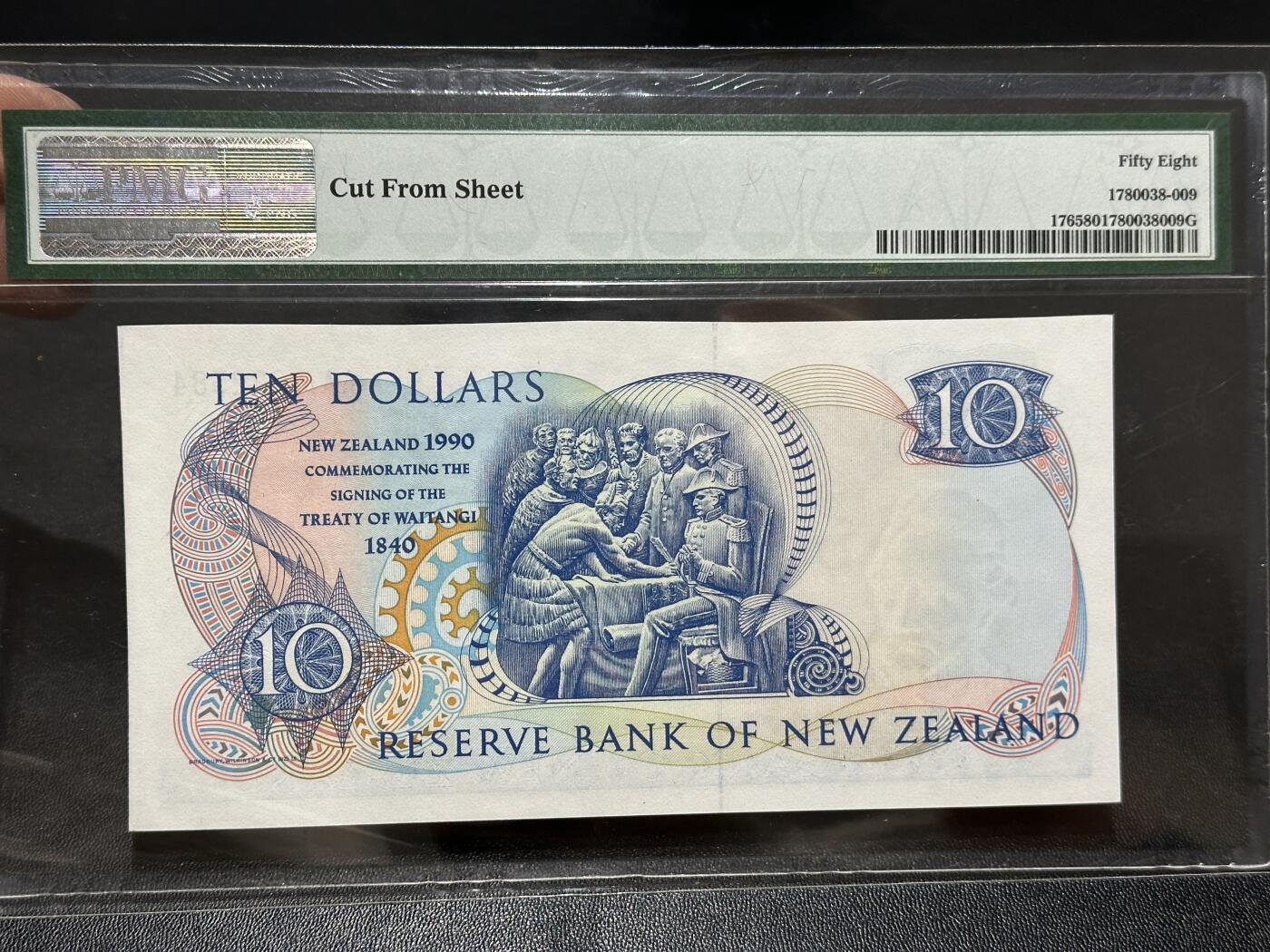 🎉🎉🎉《外钞收藏家》第六百期（年度庆典场）（本平台长期征集拍品、欢迎藏友们联系合作）❤️❤️❤️ 1990年新西兰10元 纪念钞 PMG58 AAA冠