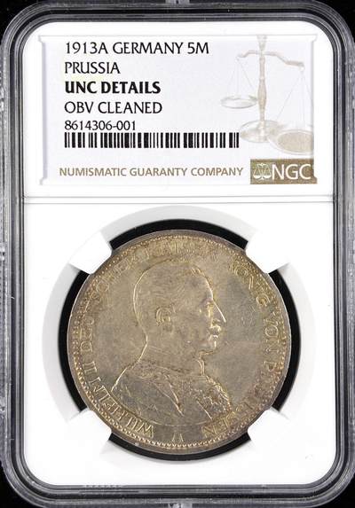 【雨安】【直播拍卖】【第0123期-评级币章】2026-01-10 周六 19:30 - [评级德国] Germany 德国 帝国 J.114 普鲁士 5马克 (1913-1914) 军装 1913年  NGC-UNC