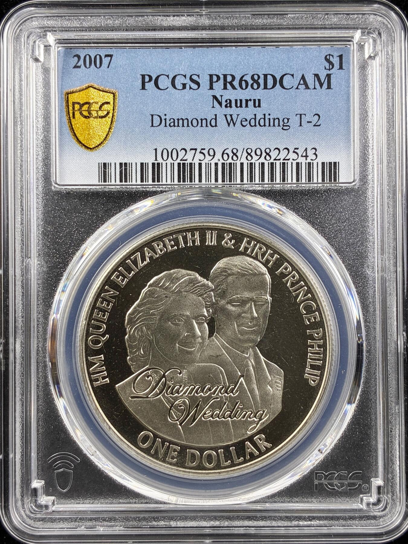 【雨安】【直播拍卖】【第0123期-评级币章】2026-01-10 周六 19:30 [评级现代] Nauru 瑙鲁 1元 2007年 钻石婚 PCGS-PR68DCAM 精制币