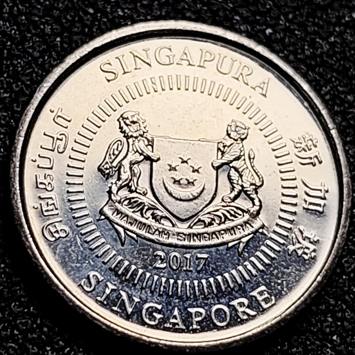 泉币菌-第165场-新年第八场 精品福利场 新加坡10分硬币  建筑 狮子 18.5毫米 纪念币铜钱