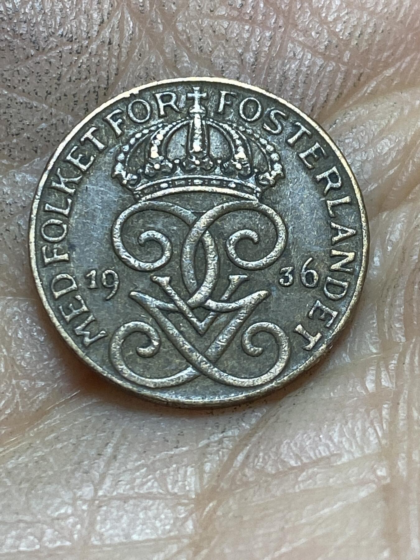 2026年第四场(总第一百七十三场）外国好品散币场(免佣金) 瑞典🇸🇪1936年1欧尔(古斯塔夫五世时期第一版，Long 6–长6版)