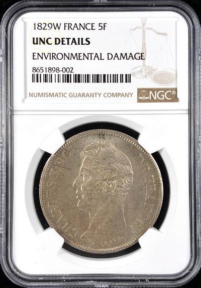 【雨安】【直播拍卖】【第0123期-评级币章】2026-01-10 周六 19:30 - [评级法国] France 法国 5法郎 KM#0728 (1827-1830) 查理十世 1829年  NGC-UNC