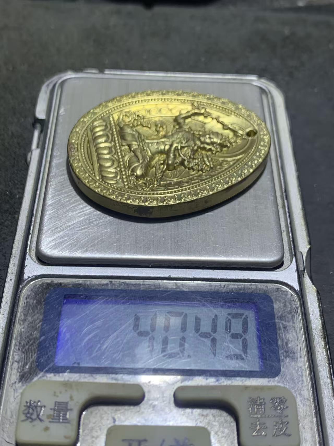 精美黄铜大智文殊菩萨护身牌一个，