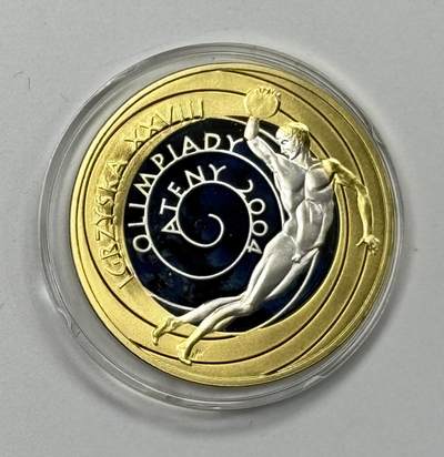 S&S Numismatic世界钱币-拍卖 第118期  - 波兰2004年 雅典奥运会 10兹罗提精制镀金纪念银币 14.14克925银，品相如图