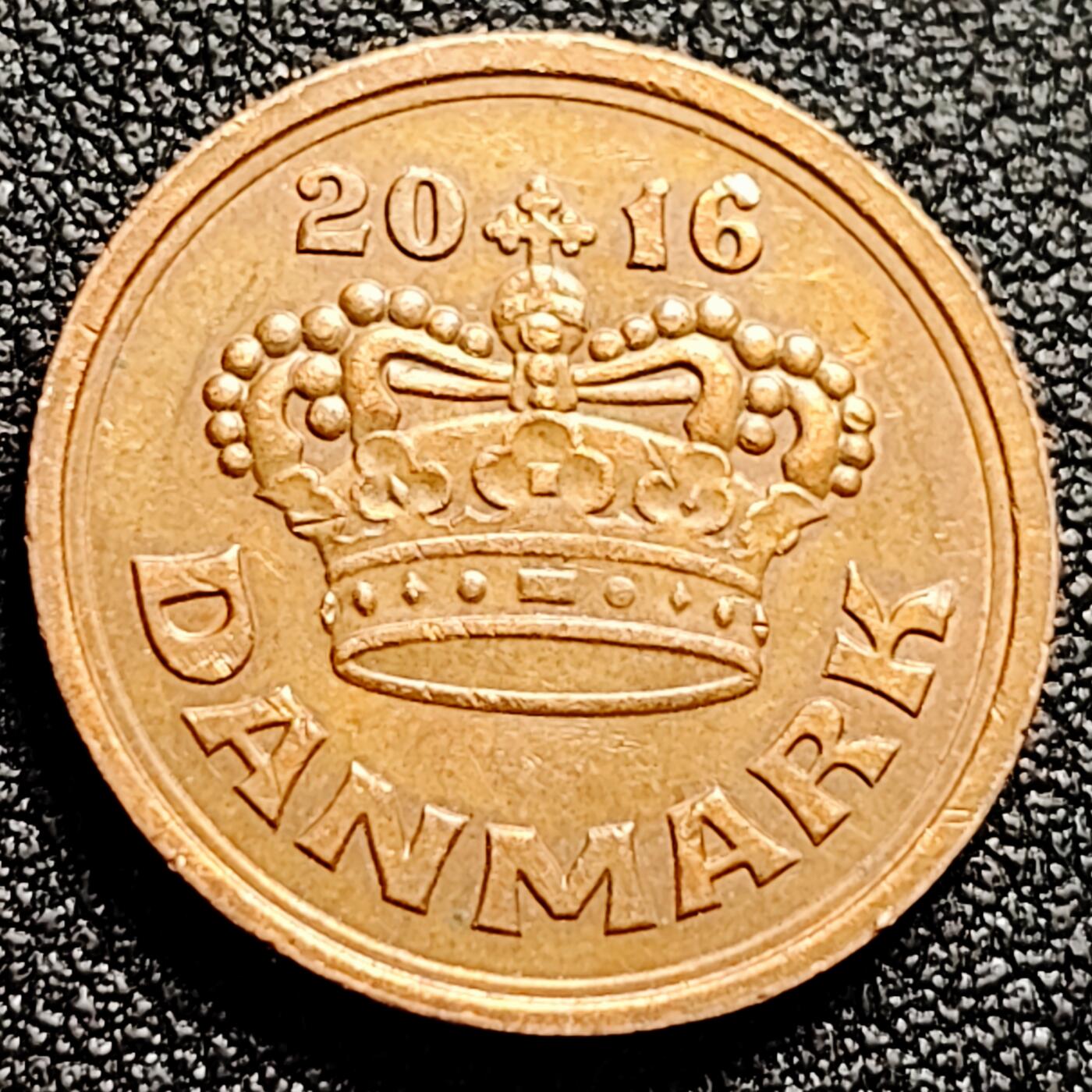 泉币菌-第165场-新年第八场 精品福利场 皇冠 丹麦2016年  50欧尔铜币  直径22mm 