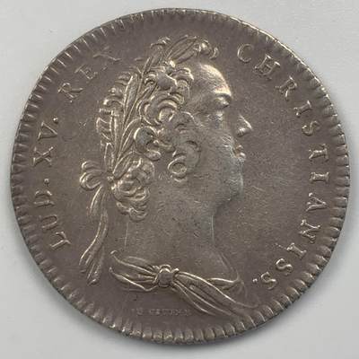 掌中浮雕-藏着的欧洲第048场 - 法国路易十五银质代币，31mm，9.94g，背逆