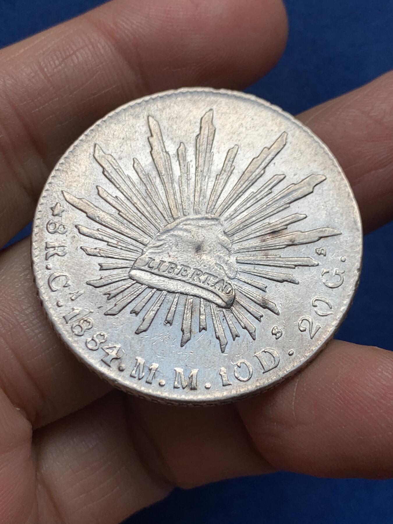 《竞宝斋》第455场 周日，周一 2场连拍 （全场包邮，欢迎送拍） 墨西哥1884 CI MM版 8R鹰洋银币