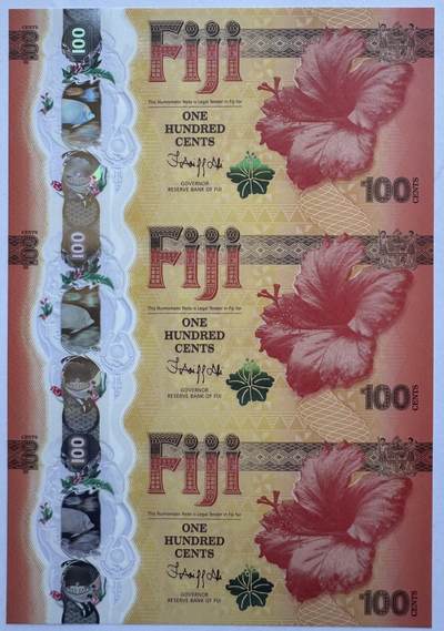 2026第1场（总第228期）：精品测试钞、外钞、塑料钞、连体钞综合场 - 三连体/吉祥号88888002 斐济2023版“中国生肖龙年”100分塑料纪念钞UNC（发行价418元）