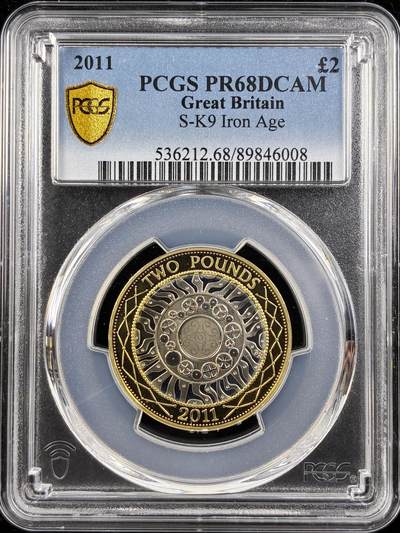 【雨安】【直播拍卖】【第0123期-评级币章】2026-01-10 周六 19:30 - [评级现代] Great Britain 英国 2镑 2011年 铁器时代 PCGS-PR68DCAM 精制币