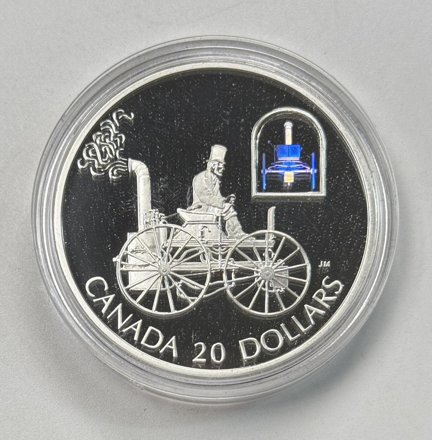 S&S Numismatic世界钱币-拍卖 第118期  加拿大2000年 陆路、海路和铁路运输 20加元精制纪念银币 盒证齐全，品相如图 31.1克925银