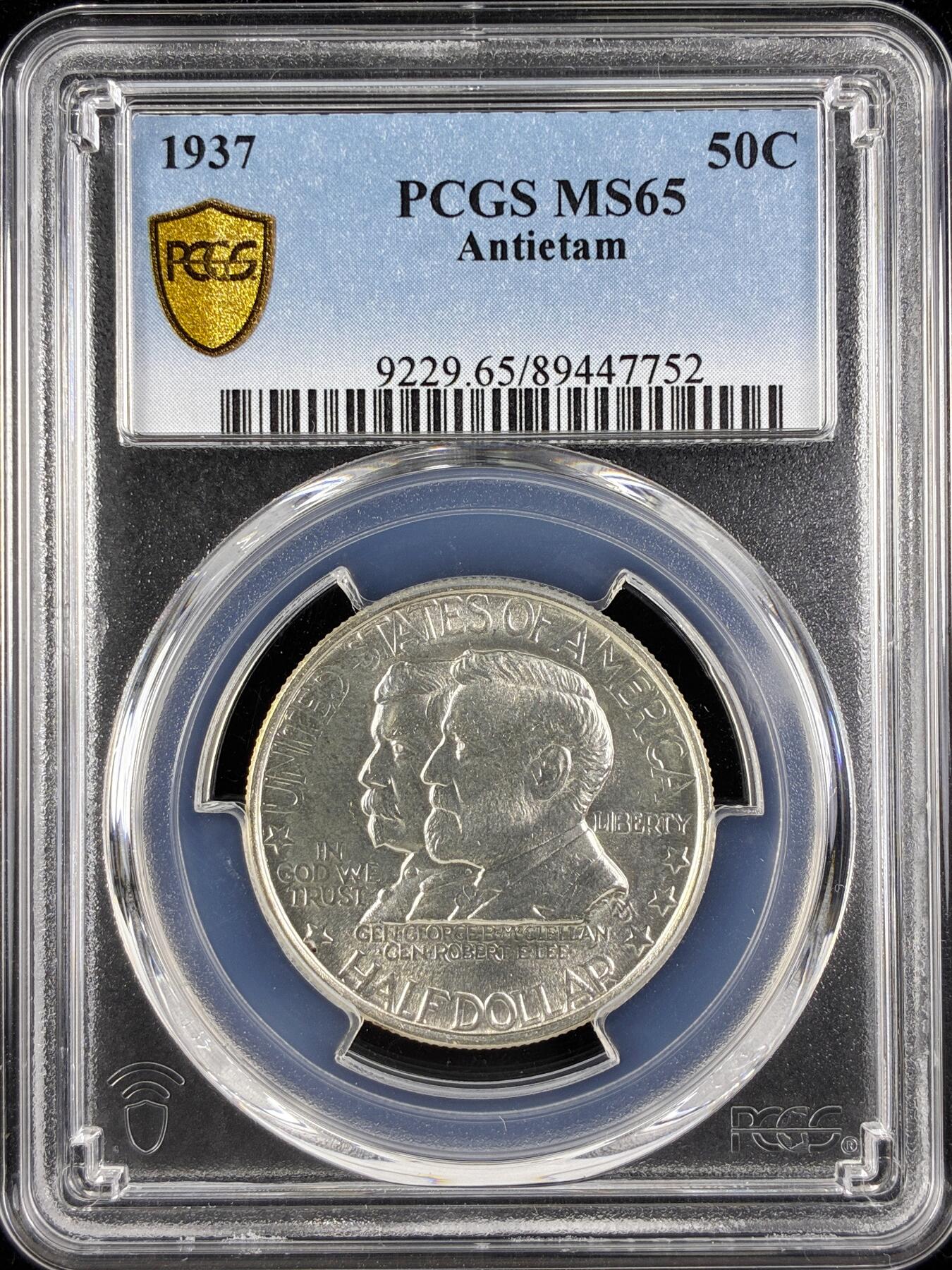 【雨安】【直播拍卖】【第0123期-评级币章】2026-01-10 周六 19:30 [评级美洲] USA 美国 纪念币 50美分 1937年 南北战争安提塔姆战役  PCGS-MS65